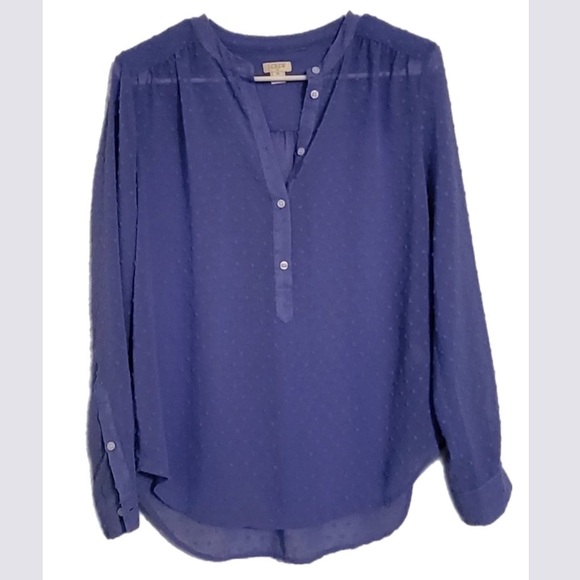 J. Crew Swiss Dot Periwinkle Blue Women's Blouse Size XS - Picture 1 of 4